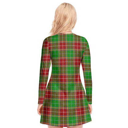 Baxter Modern Tartan Plaid V-neck Long Sleeve Dress