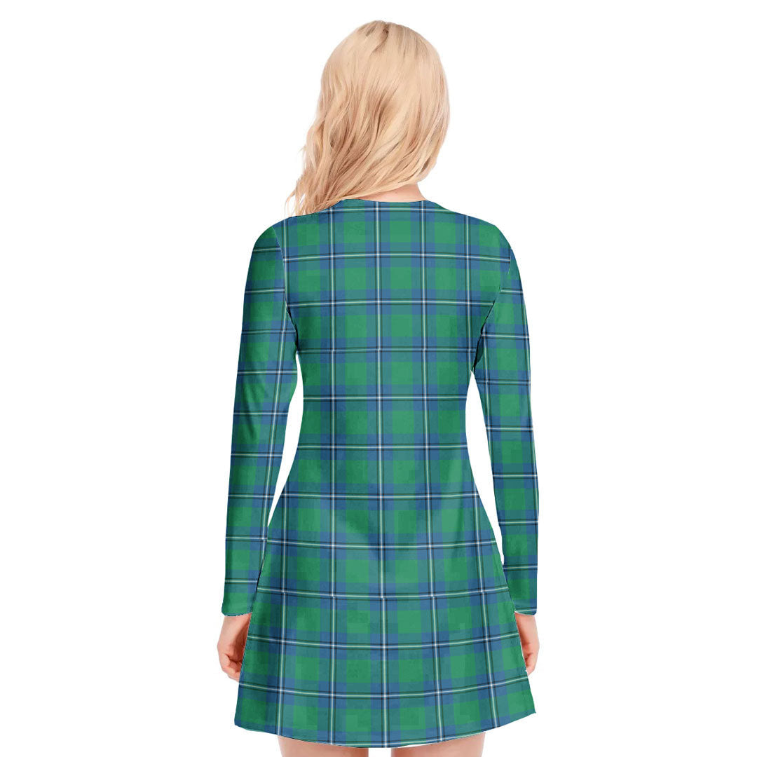 Irvine Ancient Tartan Crest V-neck Long Sleeve Dress