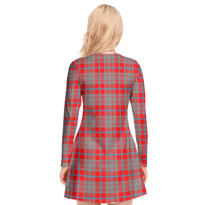 Moubray Tartan Plaid V-neck Long Sleeve Dress