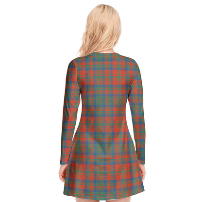 Matheson Ancient Tartan Plaid V-neck Long Sleeve Dress