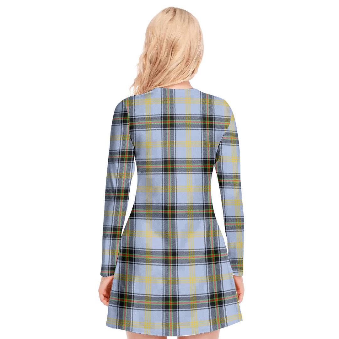 Bell of the Borders Tartan Plaid V-neck Long Sleeve Dress