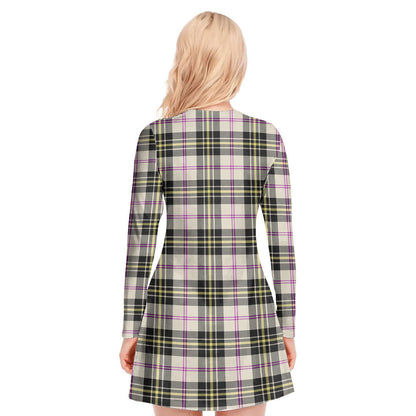 MacPherson Dress Ancient Tartan Crest V-neck Long Sleeve Dress