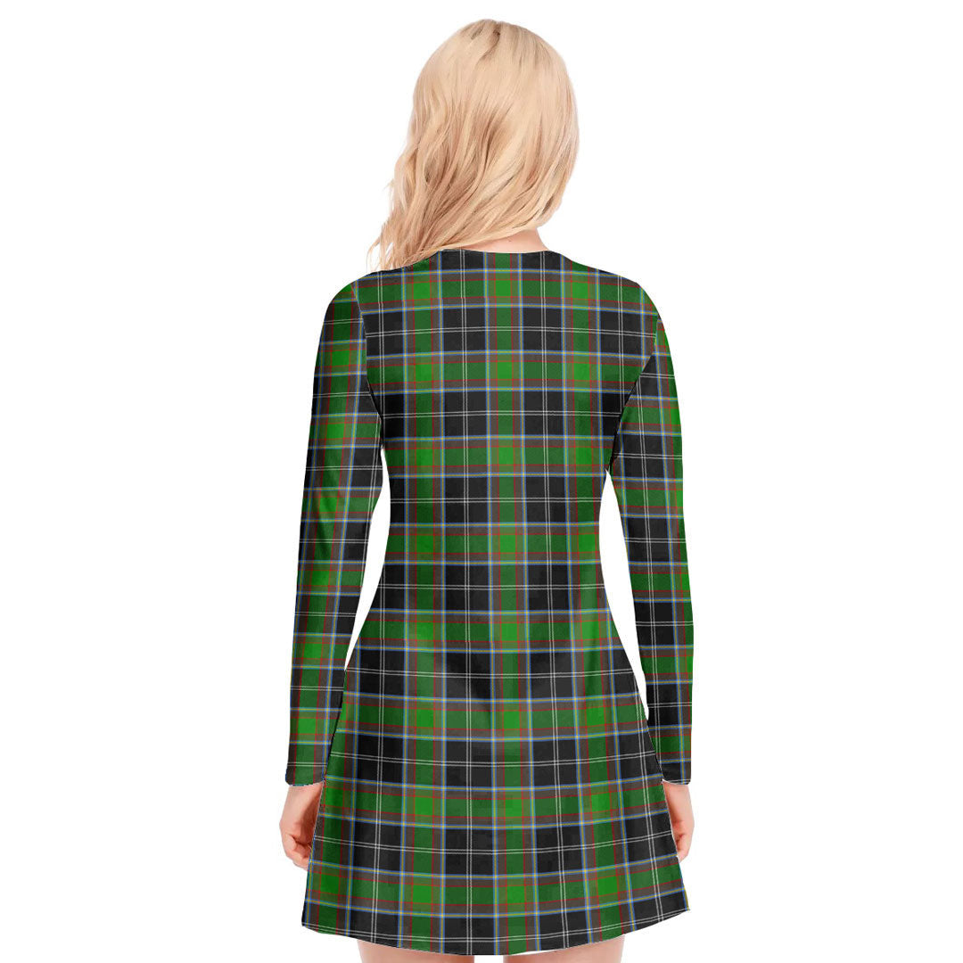 Webster Tartan Plaid V-neck Long Sleeve Dress