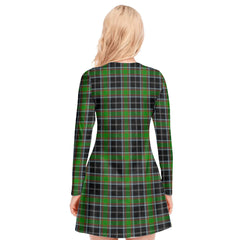 Webster Tartan Plaid V-neck Long Sleeve Dress