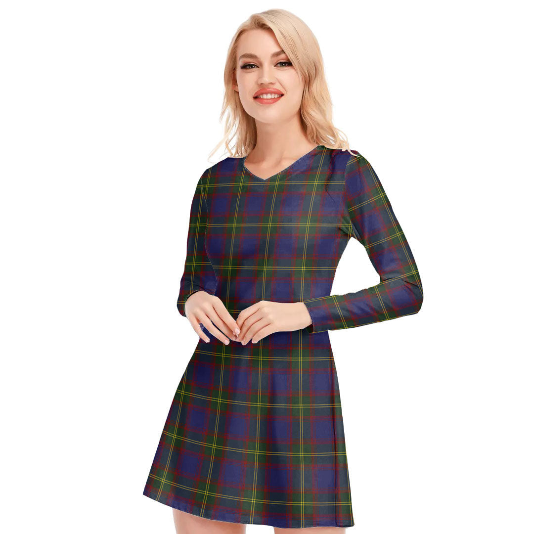 Durie Tartan Plaid V-neck Long Sleeve Dress