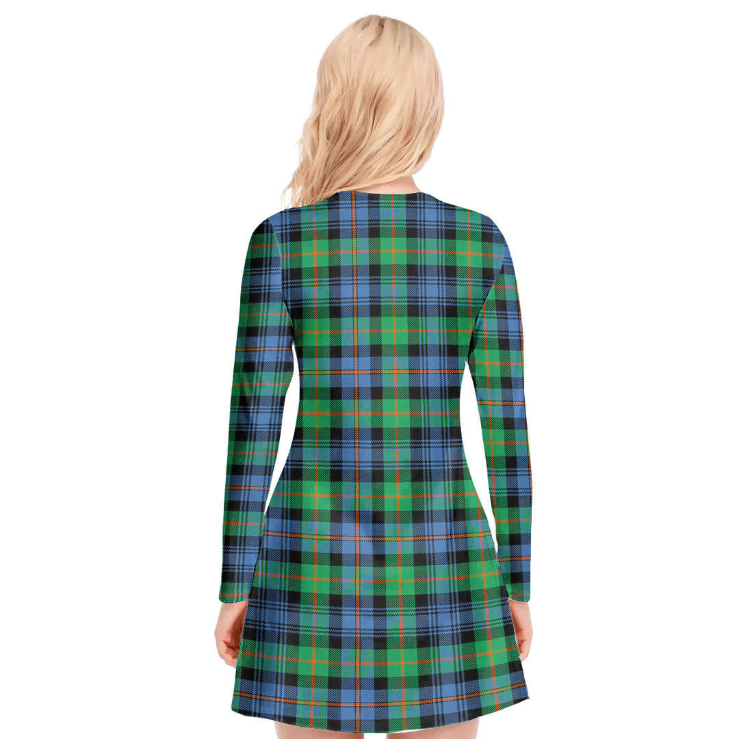 Murray of Atholl Ancient Tartan Plaid V-neck Long Sleeve Dress