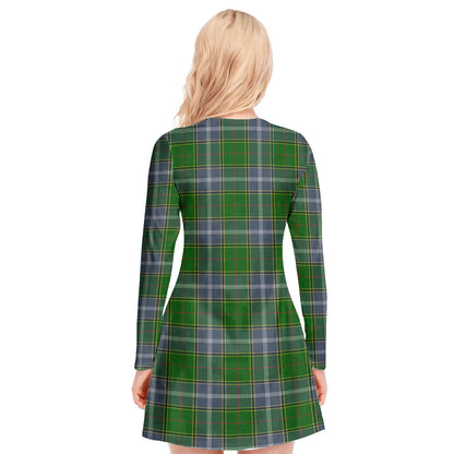 Pringle Tartan Plaid V-neck Long Sleeve Dress