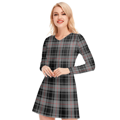 Moffat Modern Tartan Plaid V-neck Long Sleeve Dress