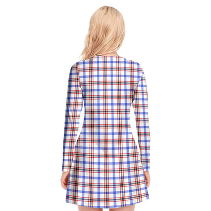 Boswell Modern Tartan Crest V-neck Long Sleeve Dress