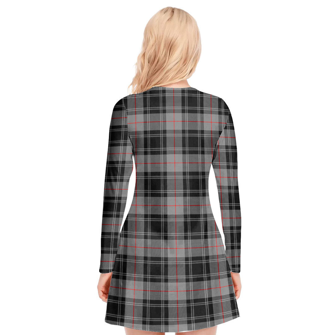 Moffat Modern Tartan Plaid V-neck Long Sleeve Dress