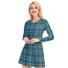 Falconer Tartan Plaid V-neck Long Sleeve Dress