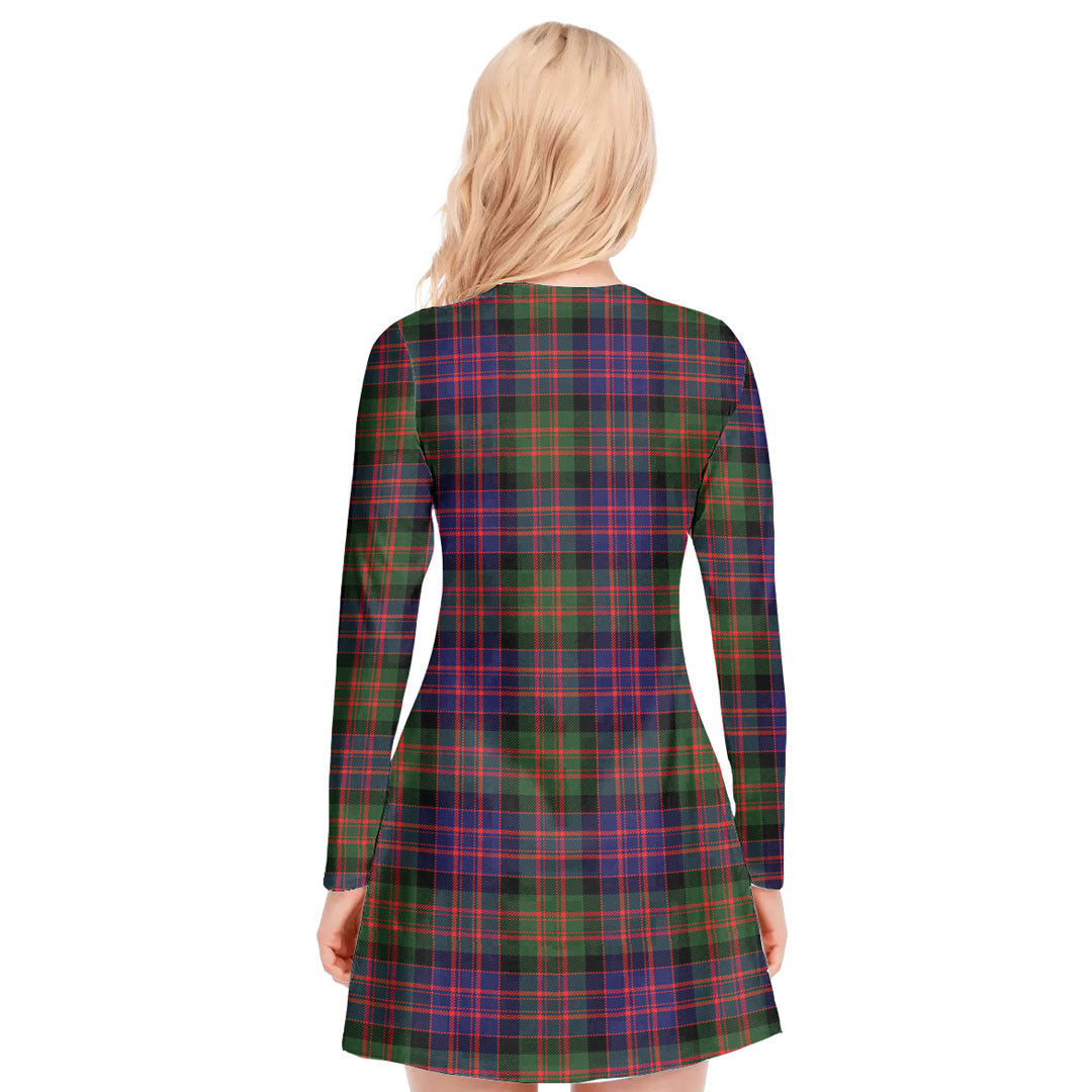 MacDonald Modern Tartan Plaid V-neck Long Sleeve Dress