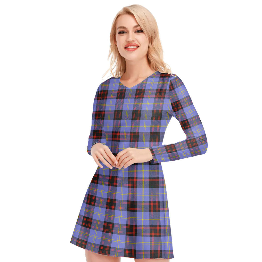 Rutherford Tartan Plaid V-neck Long Sleeve Dress