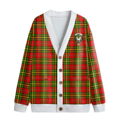 Leask Tartan Crest Knitted Fleece Cardigan