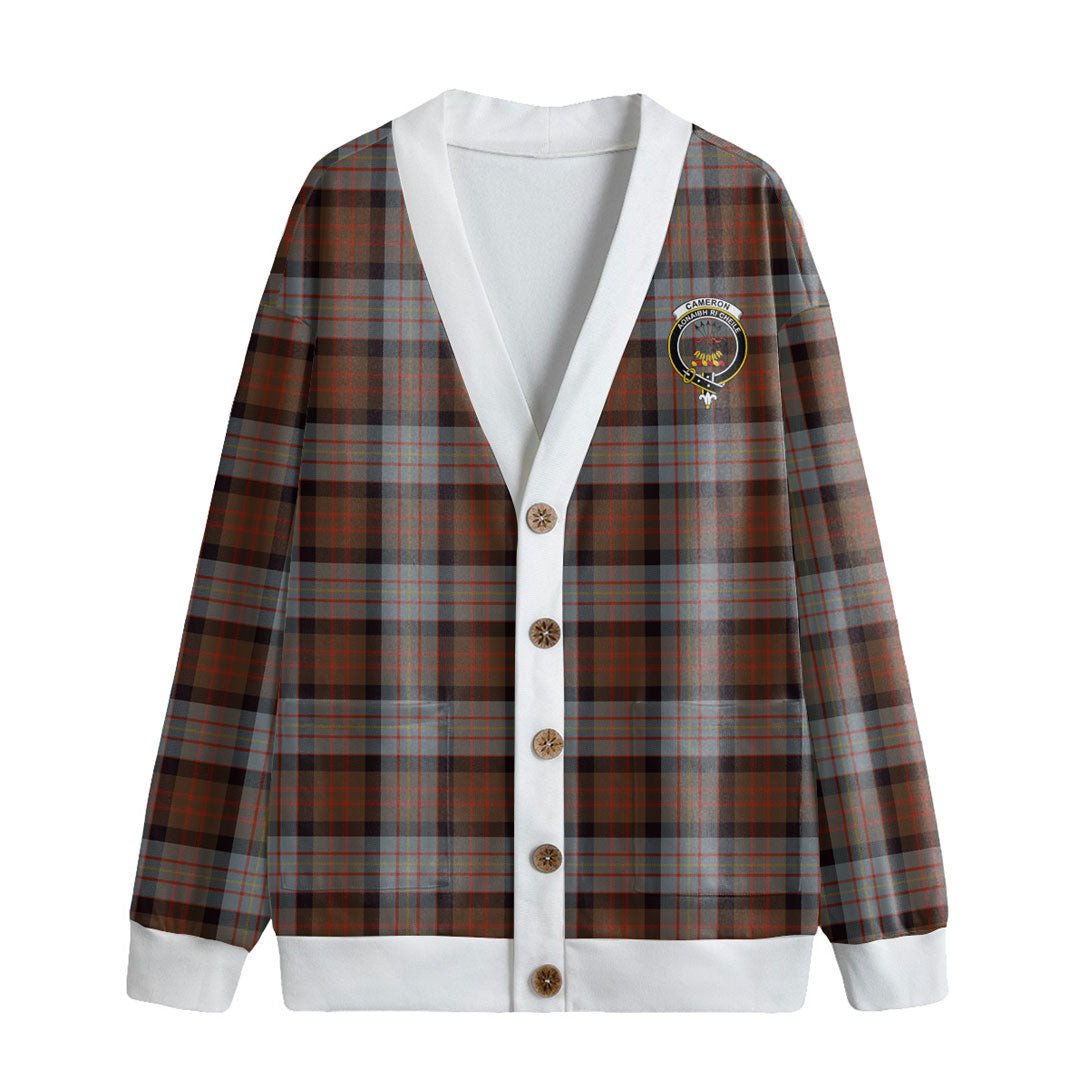 Cameron of Erracht Weathered Tartan Crest Knitted Fleece Cardigan