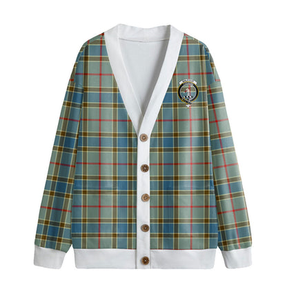 Balfour Blue Tartan Crest Knitted Fleece Cardigan