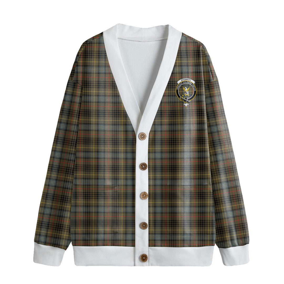 Stewart Hunting Weathered Tartan Crest Knitted Fleece Cardigan