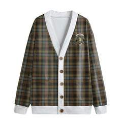 Stewart Hunting Weathered Tartan Crest Knitted Fleece Cardigan