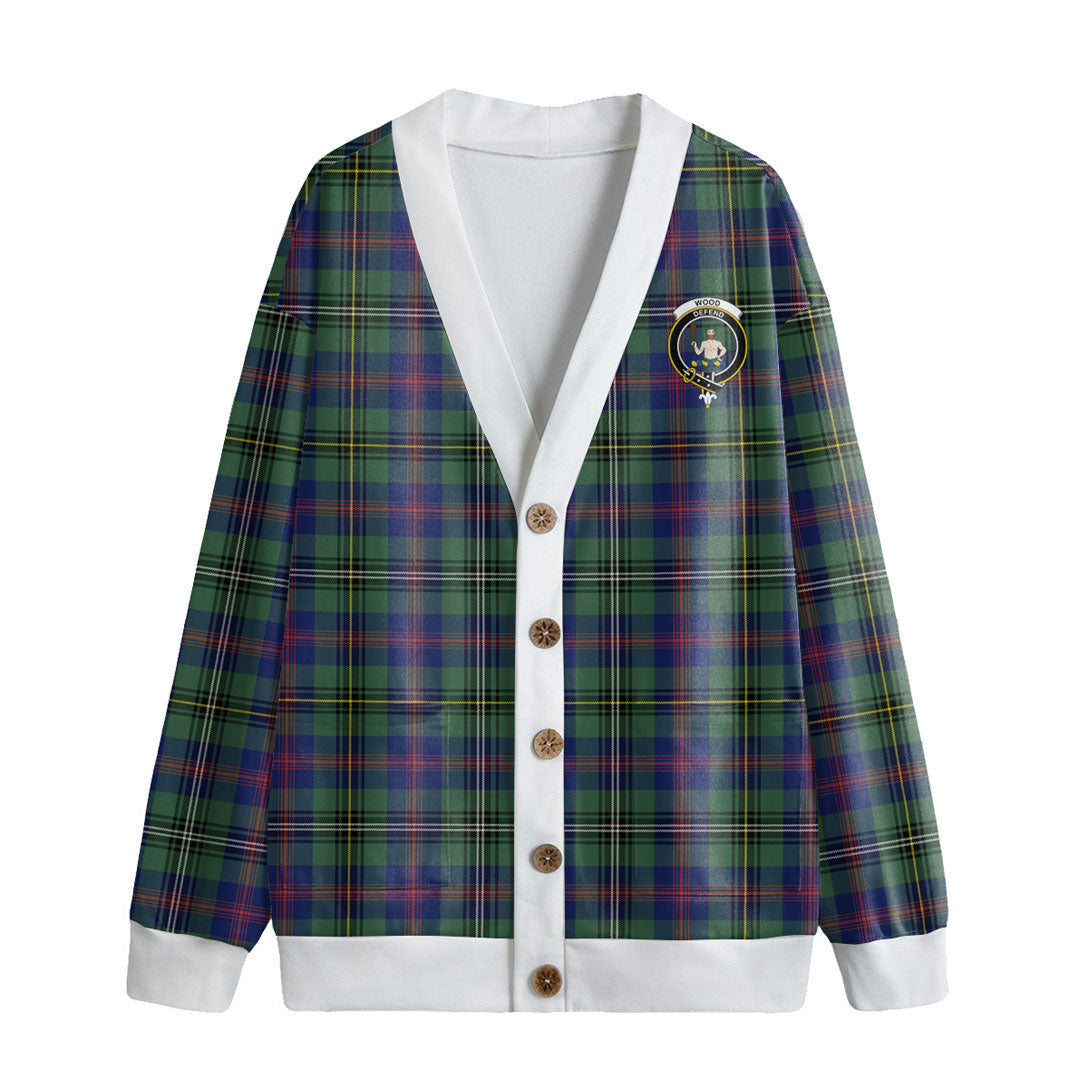 Wood Modern Tartan Crest Knitted Fleece Cardigan