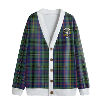 Wood Modern Tartan Crest Knitted Fleece Cardigan