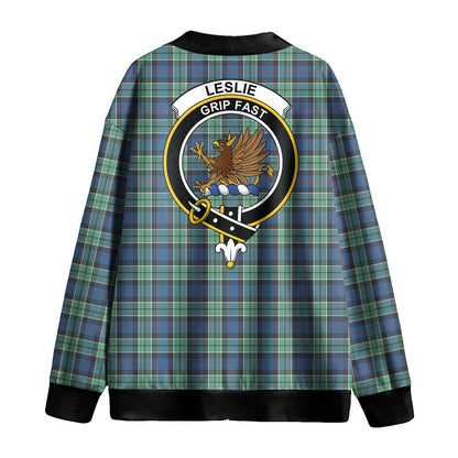 Leslie Hunting Ancient Tartan Crest Knitted Fleece Cardigan