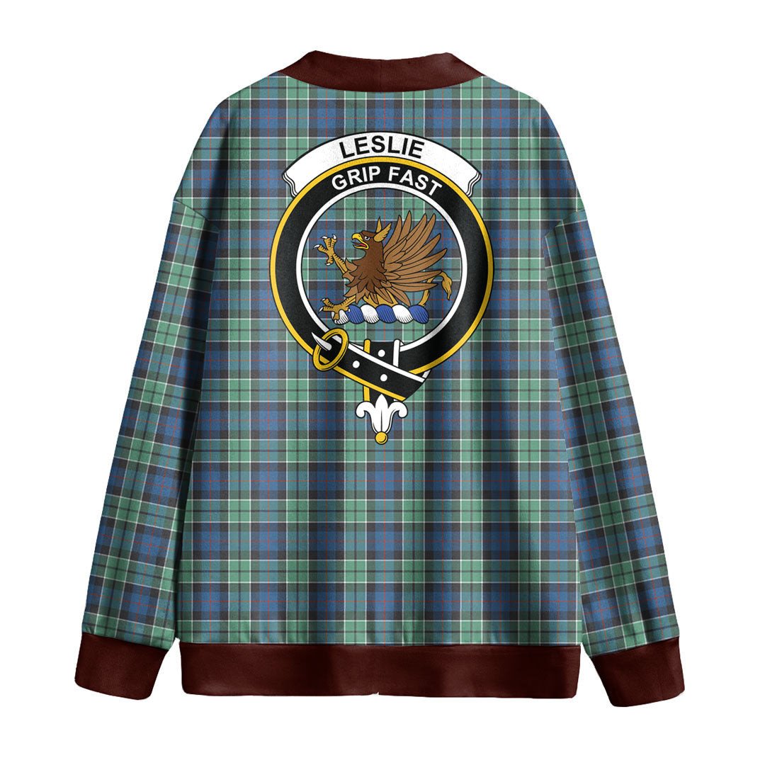 Leslie Hunting Ancient Tartan Crest Knitted Fleece Cardigan