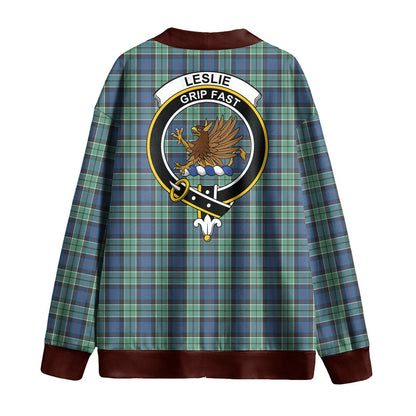 Leslie Hunting Ancient Tartan Crest Knitted Fleece Cardigan