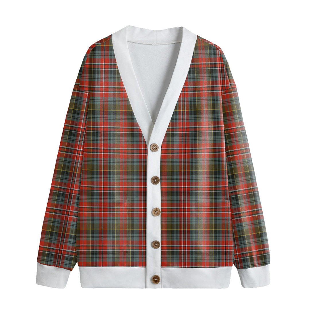 MacPherson Weathered Tartan Plaid Knitted Fleece Cardigan