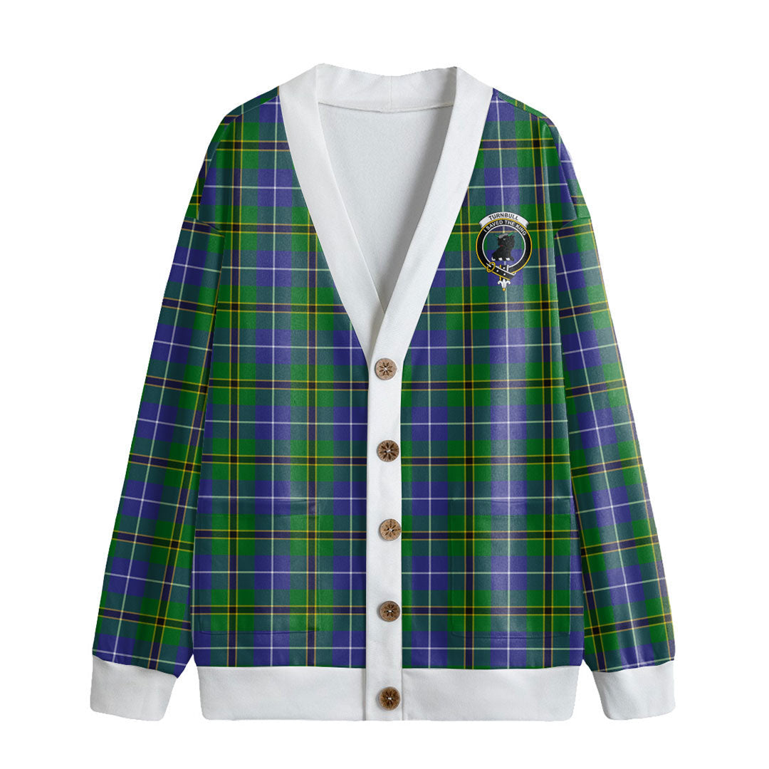 Turnbull Hunting Tartan Crest Knitted Fleece Cardigan