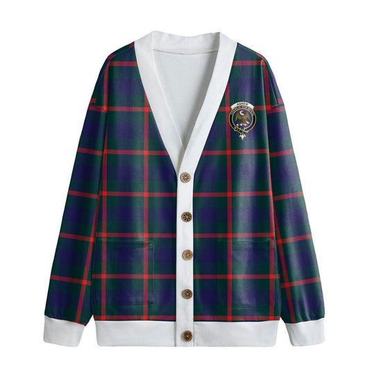 Agnew Modern Tartan Crest Knitted Fleece Cardigan