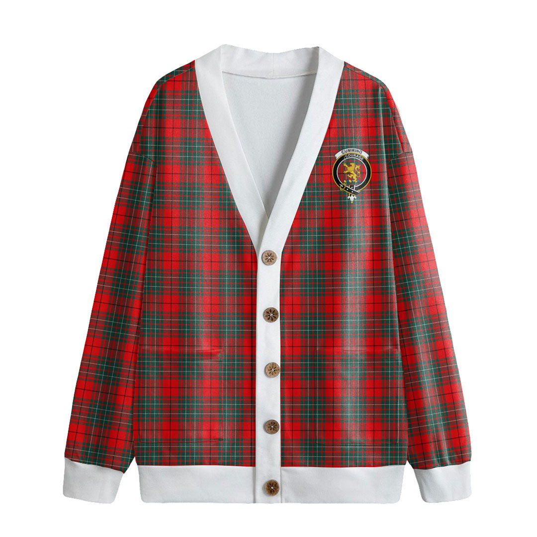 Cumming Modern Tartan Crest Knitted Fleece Cardigan