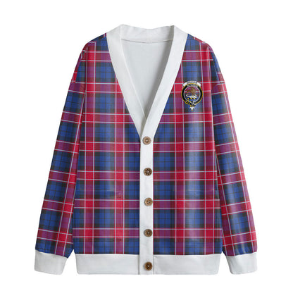 Graham of Menteith Red Tartan Crest Knitted Fleece Cardigan