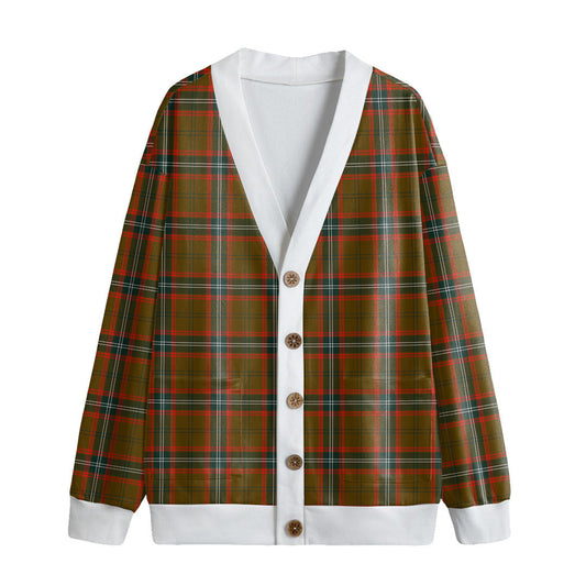 Seton Hunting Modern Tartan Plaid Knitted Fleece Cardigan