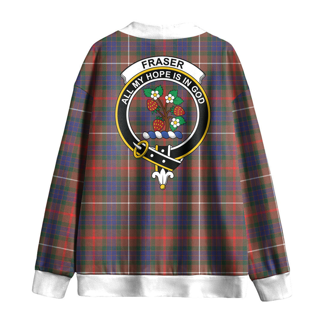 Fraser Hunting Modern Tartan Crest Knitted Fleece Cardigan