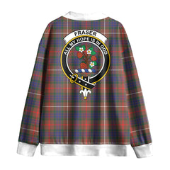 Fraser Hunting Modern Tartan Crest Knitted Fleece Cardigan