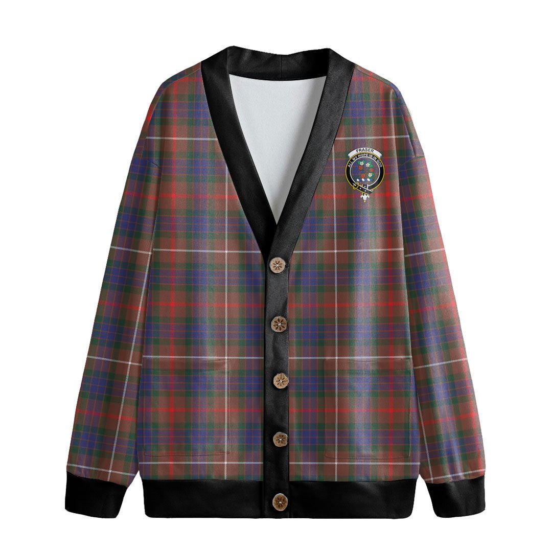 Fraser Hunting Modern Tartan Crest Knitted Fleece Cardigan