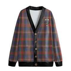 Fraser Hunting Modern Tartan Crest Knitted Fleece Cardigan
