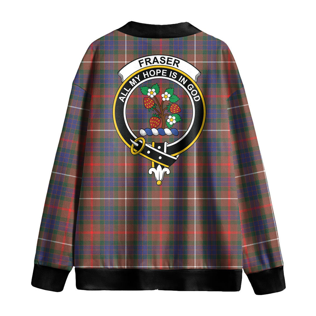 Fraser Hunting Modern Tartan Crest Knitted Fleece Cardigan