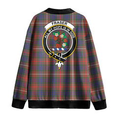 Fraser Hunting Modern Tartan Crest Knitted Fleece Cardigan
