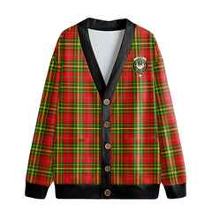 Leask Tartan Crest Knitted Fleece Cardigan