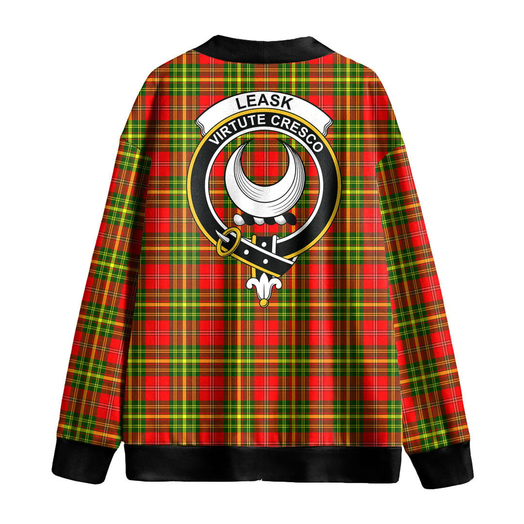 Leask Tartan Crest Knitted Fleece Cardigan