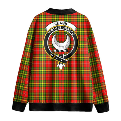 Leask Tartan Crest Knitted Fleece Cardigan