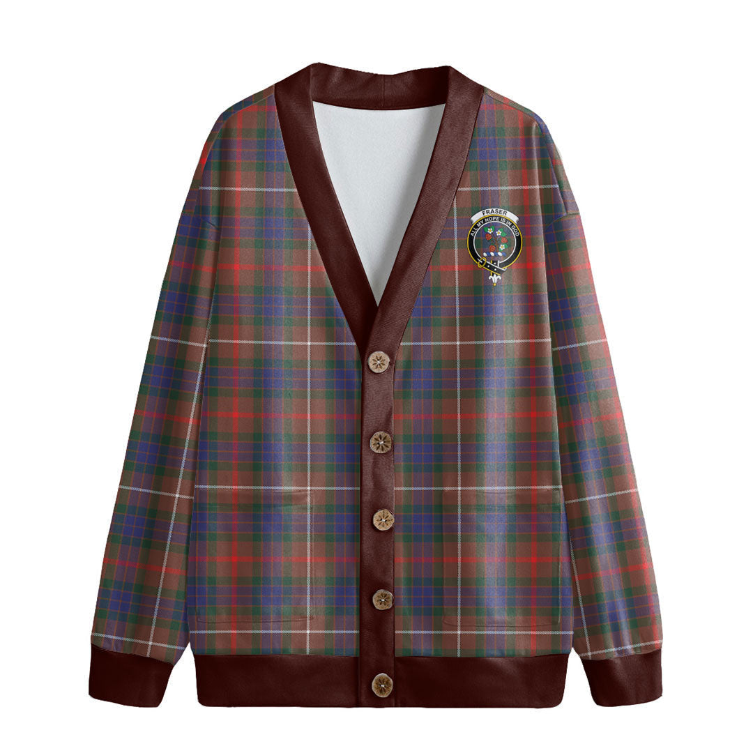 Fraser Hunting Modern Tartan Crest Knitted Fleece Cardigan