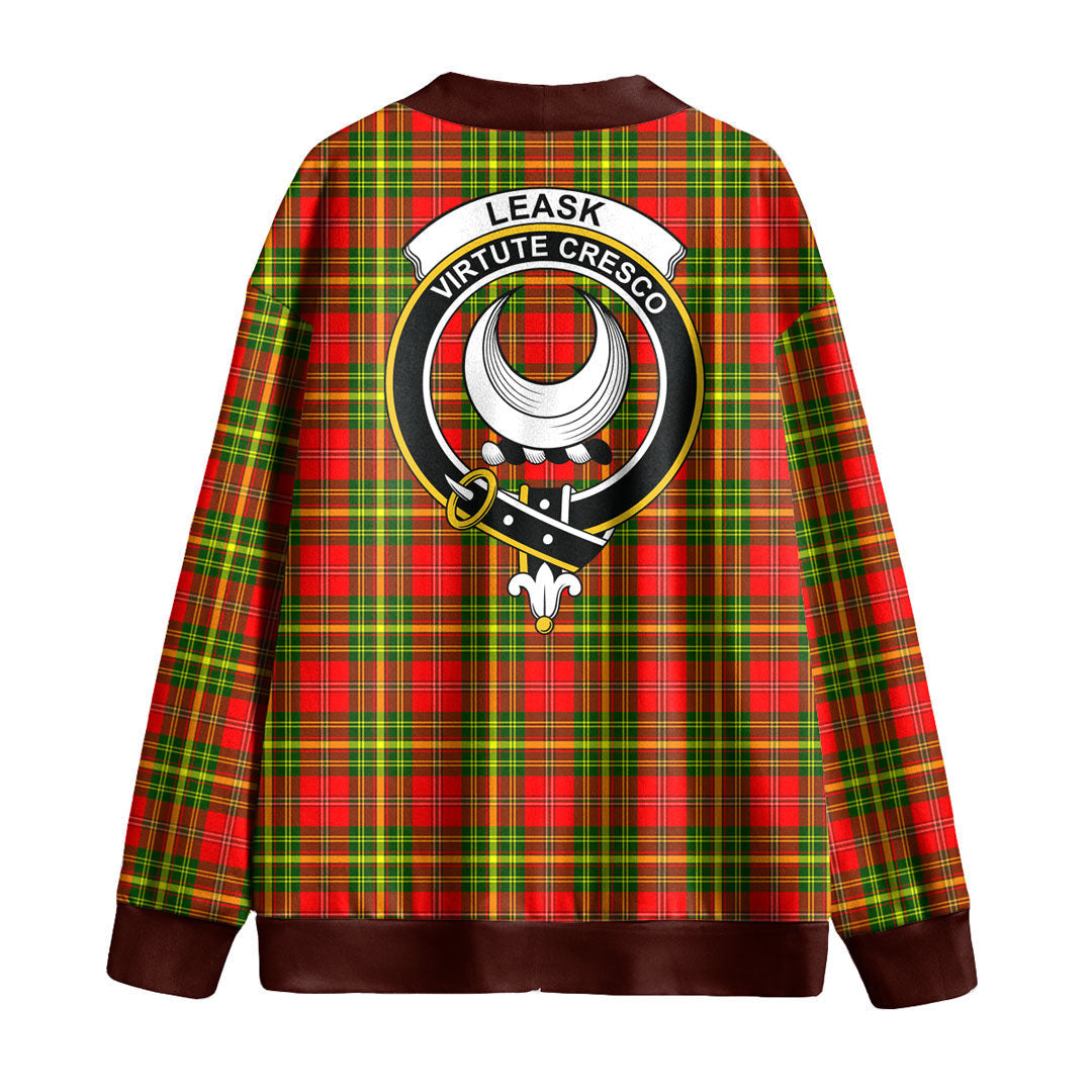 Leask Tartan Crest Knitted Fleece Cardigan