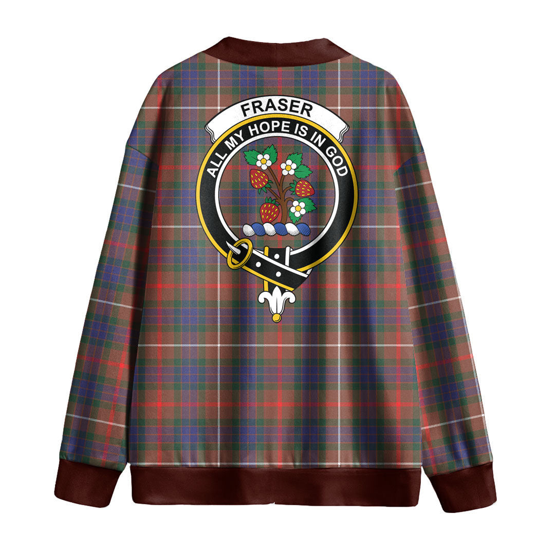 Fraser Hunting Modern Tartan Crest Knitted Fleece Cardigan