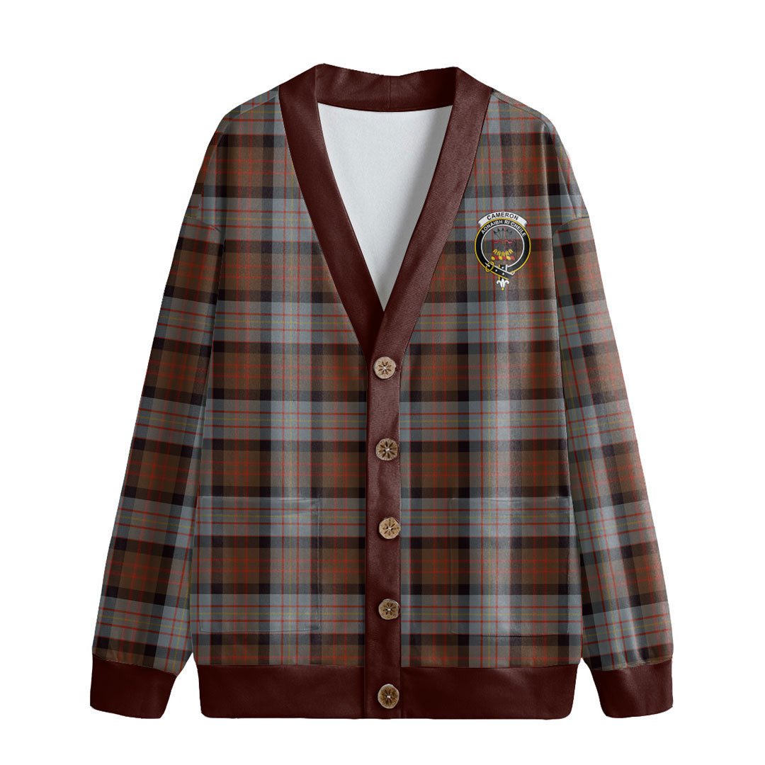 Cameron of Erracht Weathered Tartan Crest Knitted Fleece Cardigan