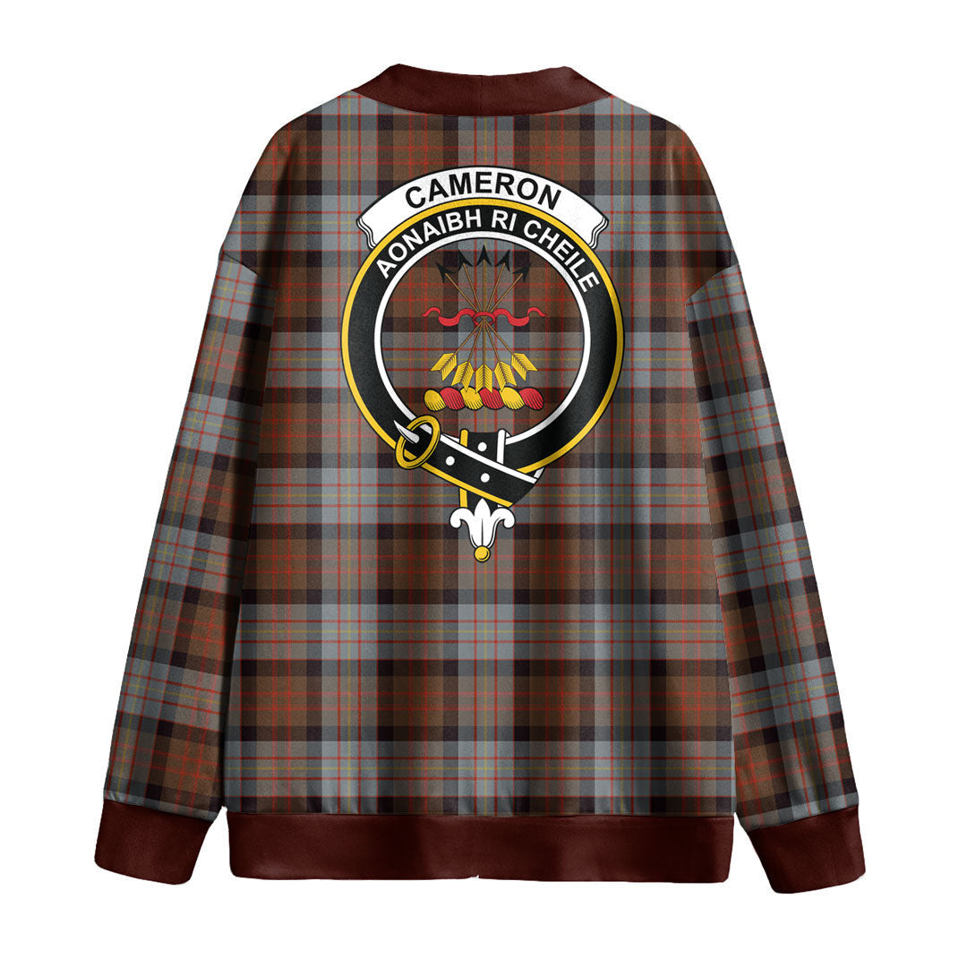 Cameron of Erracht Weathered Tartan Crest Knitted Fleece Cardigan