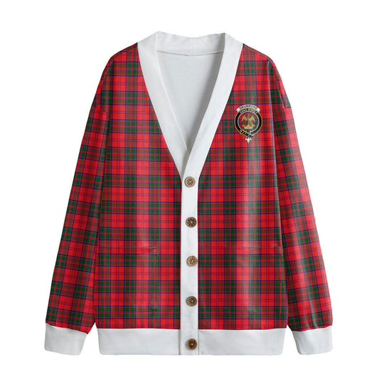 Drummond Modern Tartan Crest Knitted Fleece Cardigan