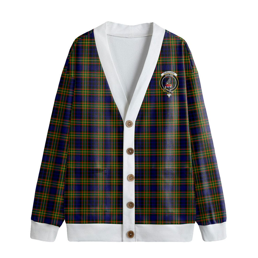 Clelland Modern Tartan Crest Knitted Fleece Cardigan