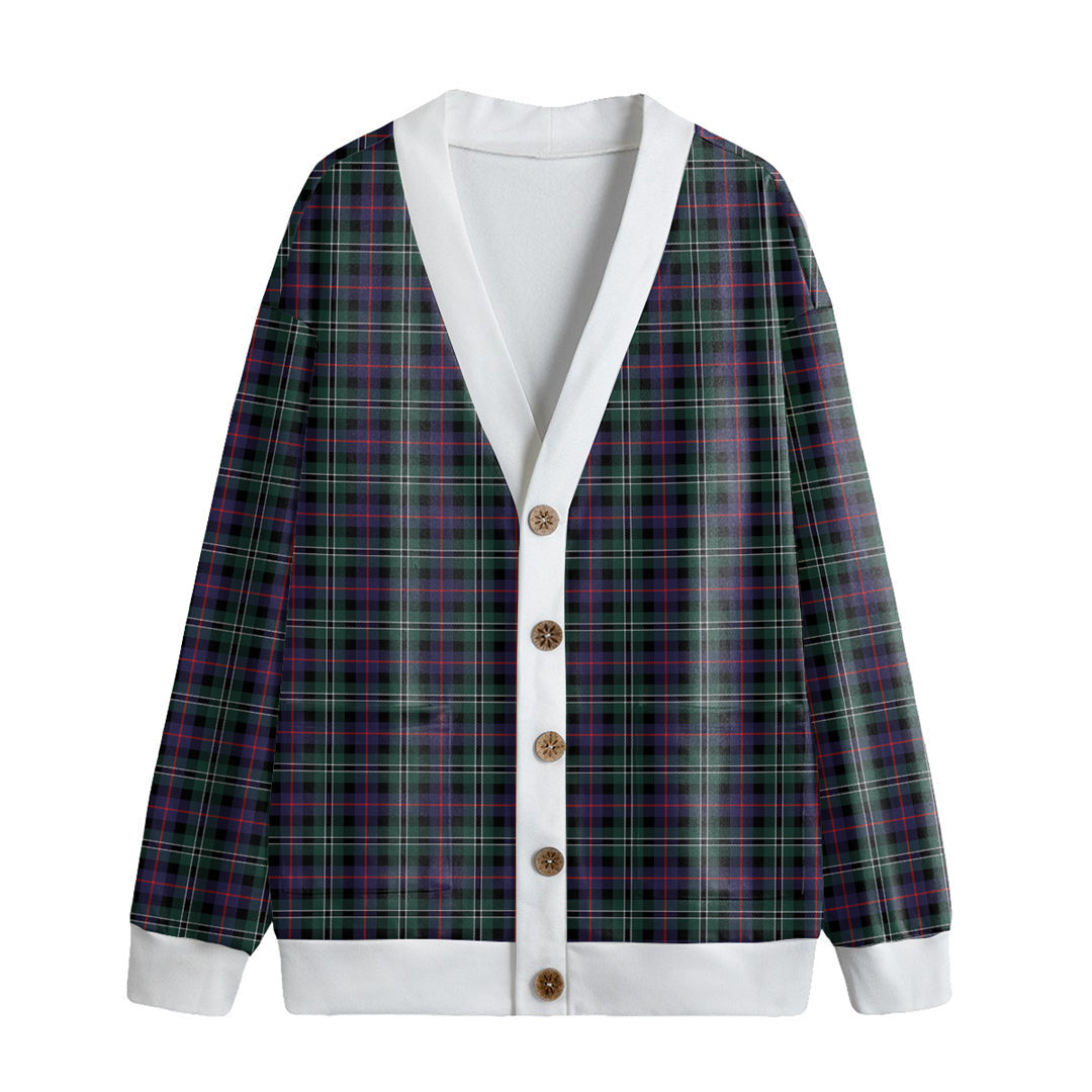 Rose Hunting Modern Tartan Plaid Knitted Fleece Cardigan